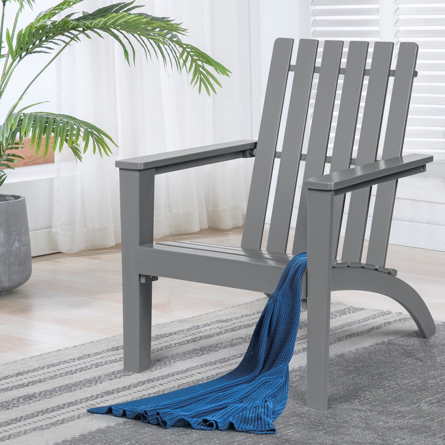 Acacia Wood Adirondack Chair with Ergonomic Backrest