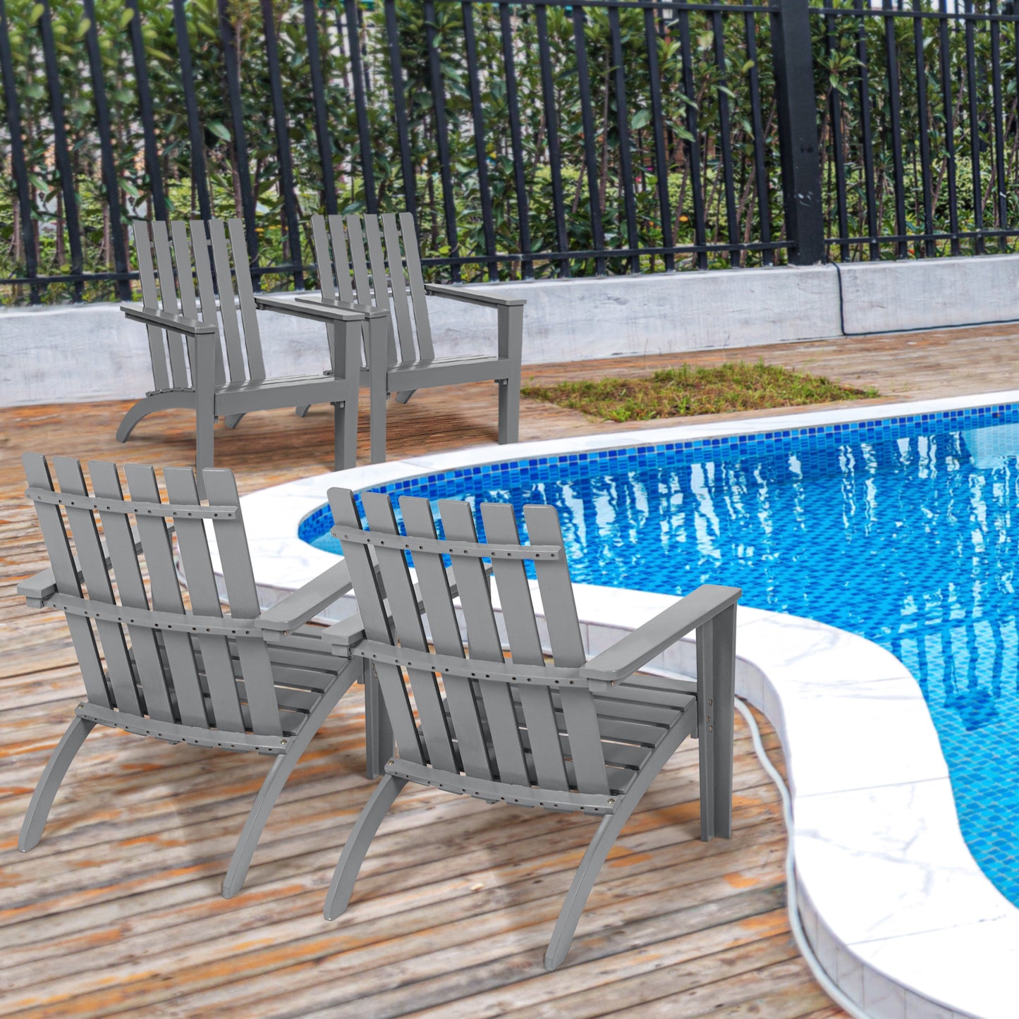 Acacia Wood Adirondack Chair with Ergonomic Backrest