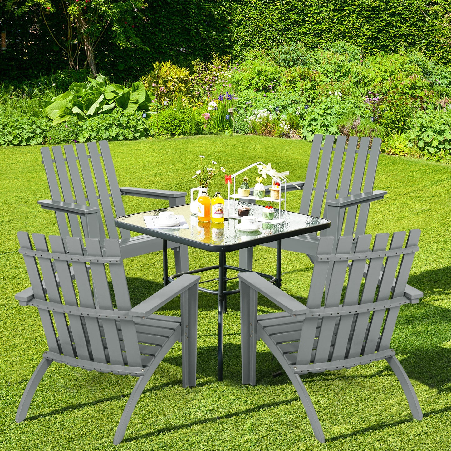 Acacia Wood Adirondack Chair with Ergonomic Backrest