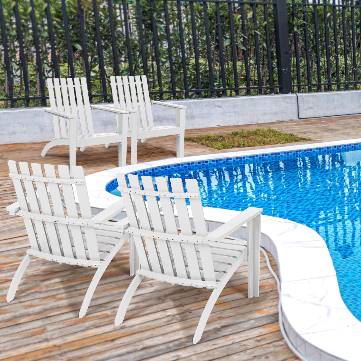 Acacia Wood Adirondack Chair with Ergonomic Backrest