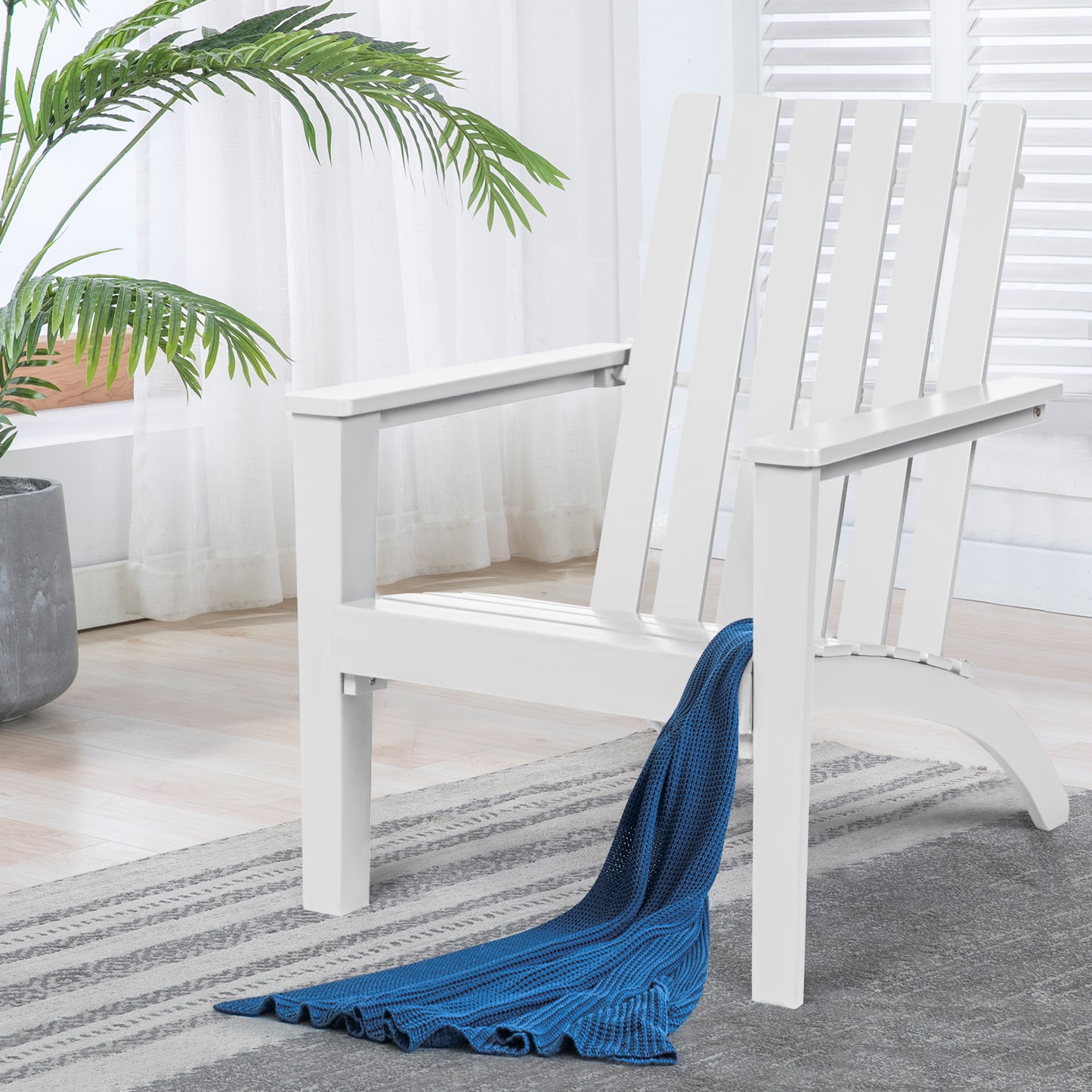Acacia Wood Adirondack Chair with Ergonomic Backrest