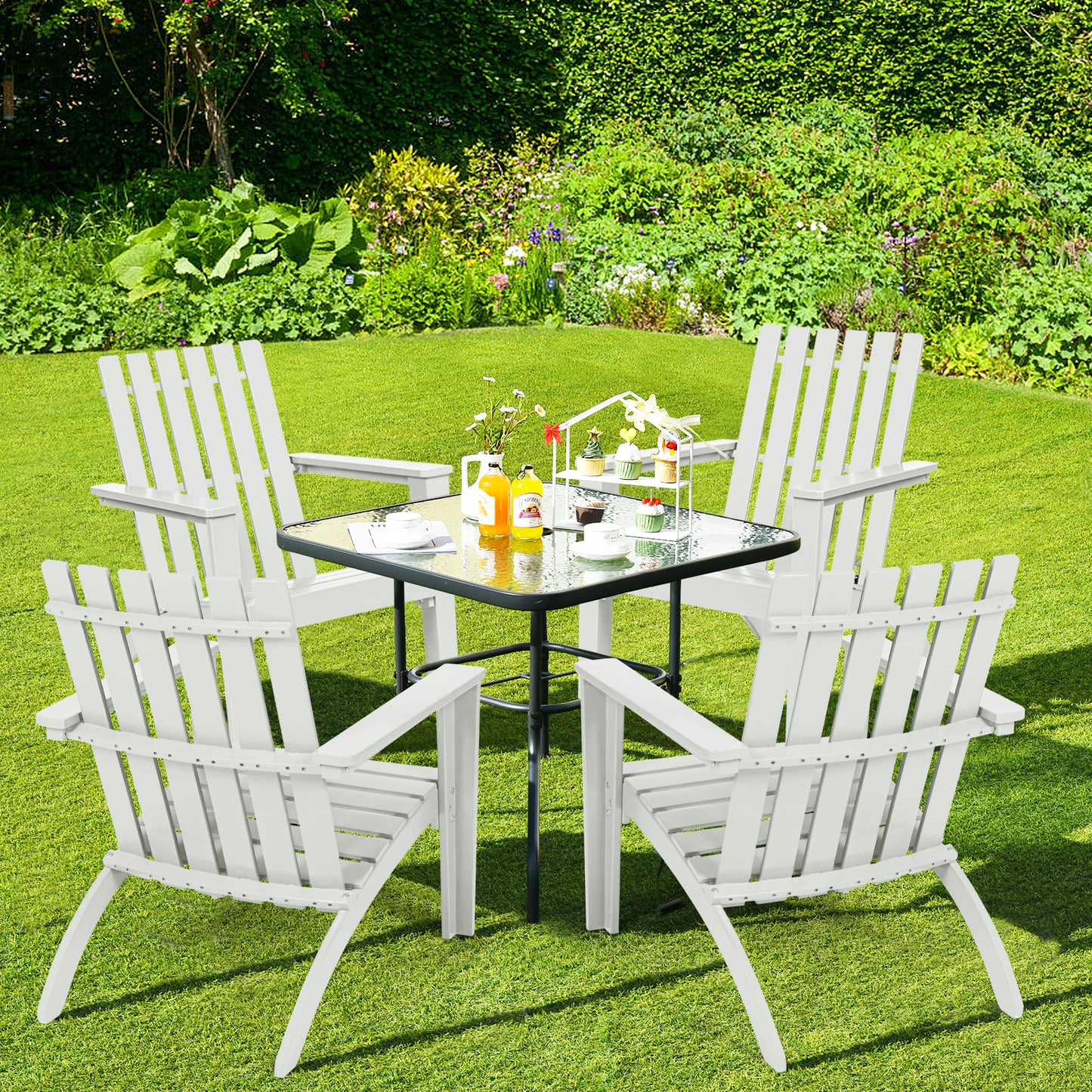 Acacia Wood Adirondack Chair with Ergonomic Backrest