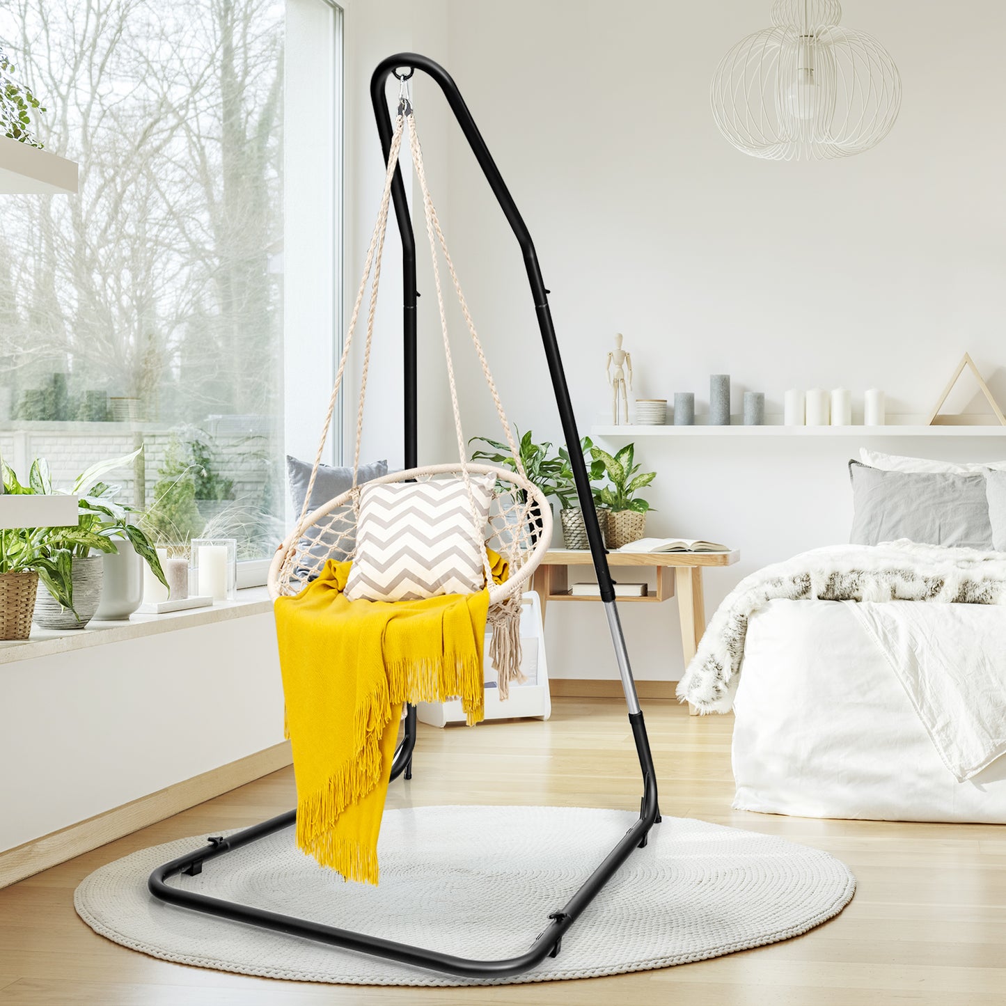 Adjustable Hammock Chair Stand - Steel Frame, 330 lbs Capacity