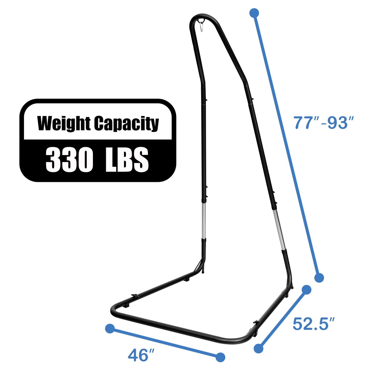 Adjustable Hammock Chair Stand - Steel Frame, 330 lbs Capacity