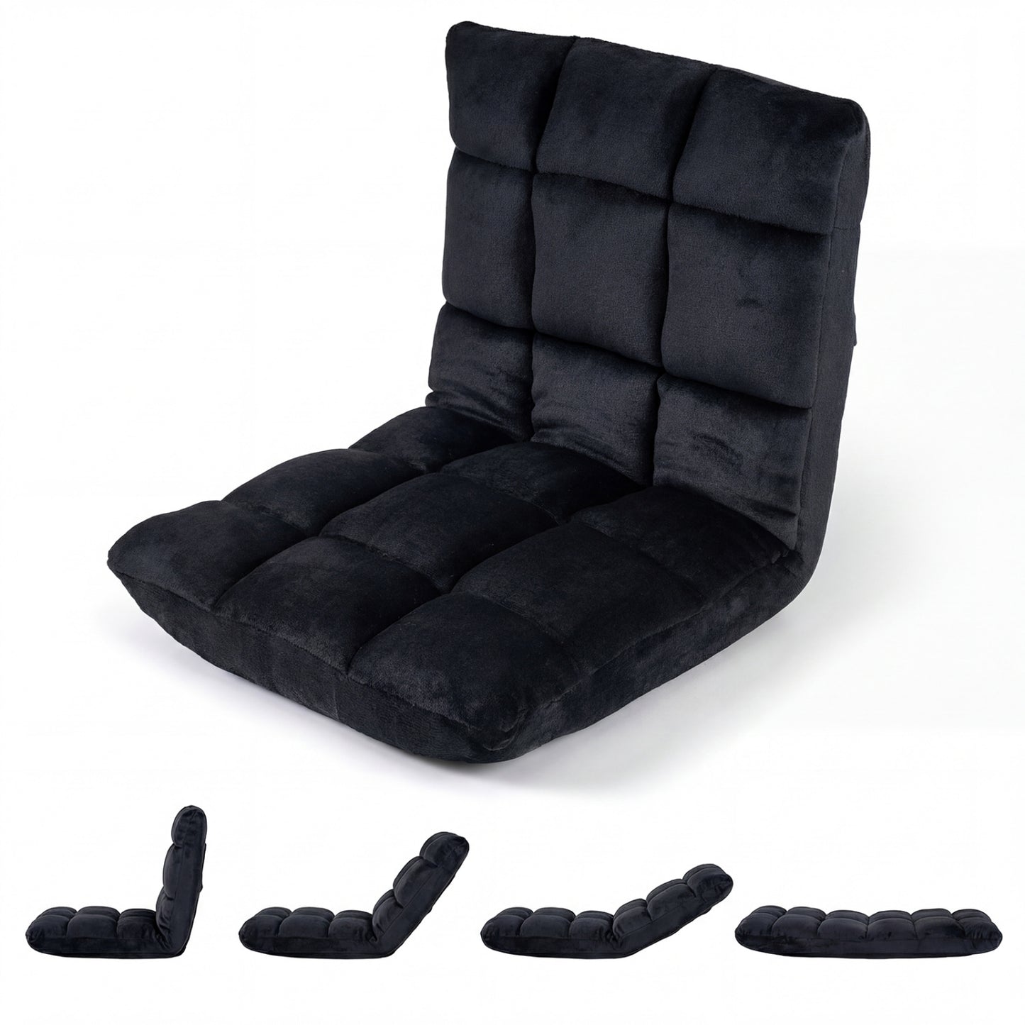 14-Position Adjustable Floor Chair with Padded Cushion