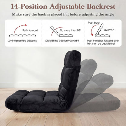 14-Position Adjustable Floor Chair with Padded Cushion