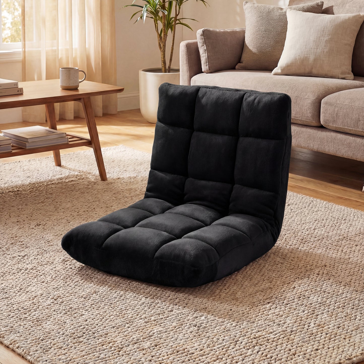 14-Position Adjustable Floor Chair with Padded Cushion