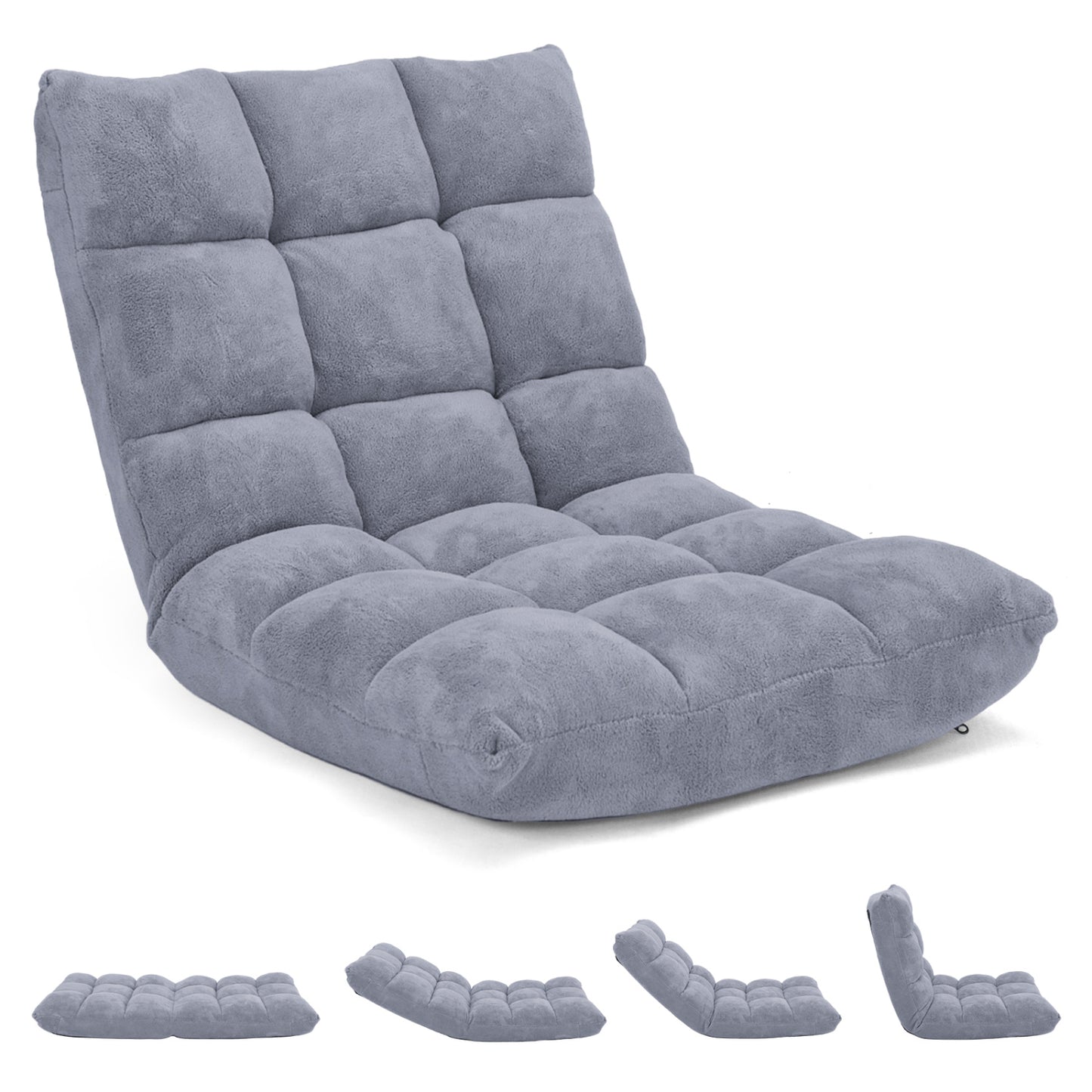 14-Position Adjustable Floor Chair with Padded Cushion