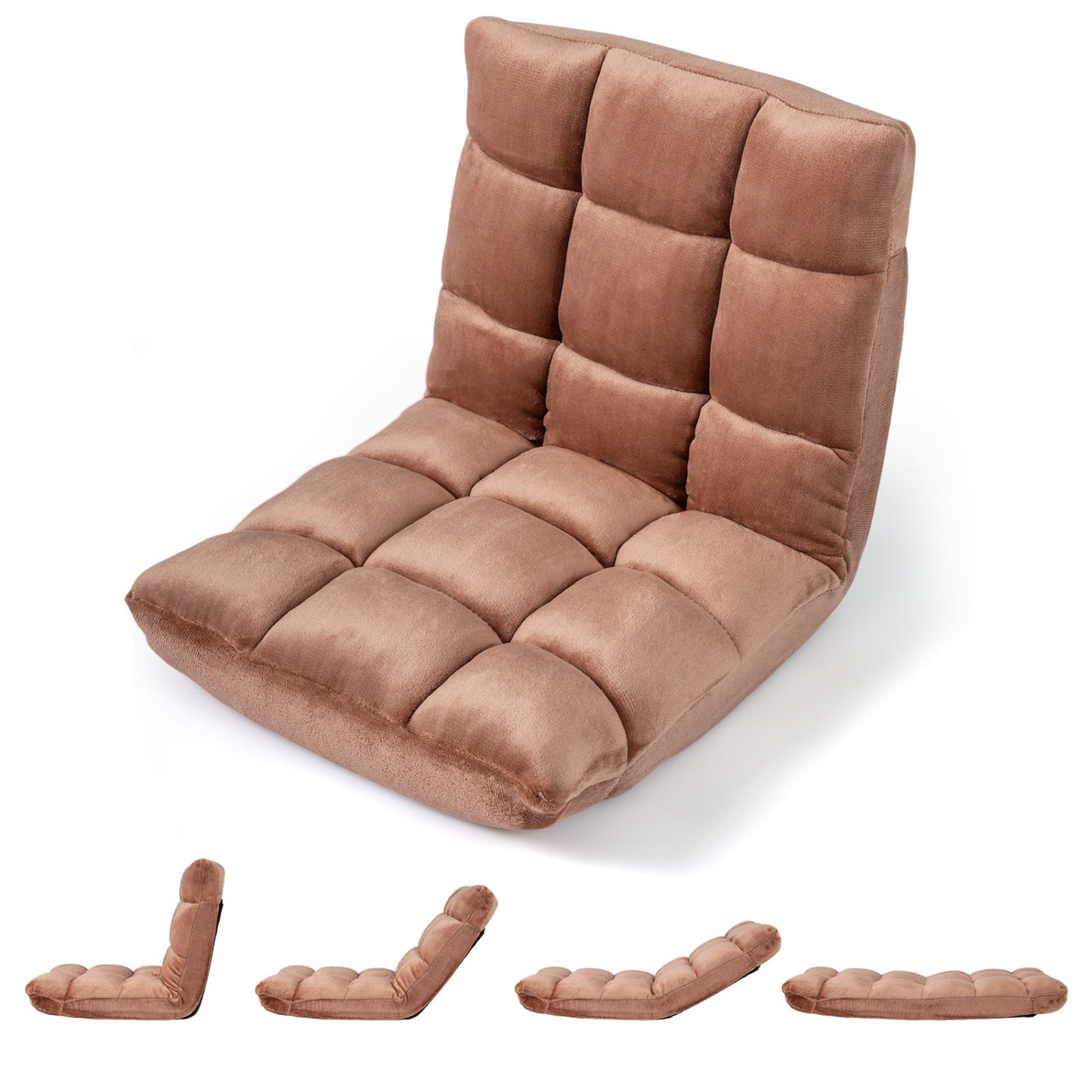 14-Position Adjustable Floor Chair with Padded Cushion