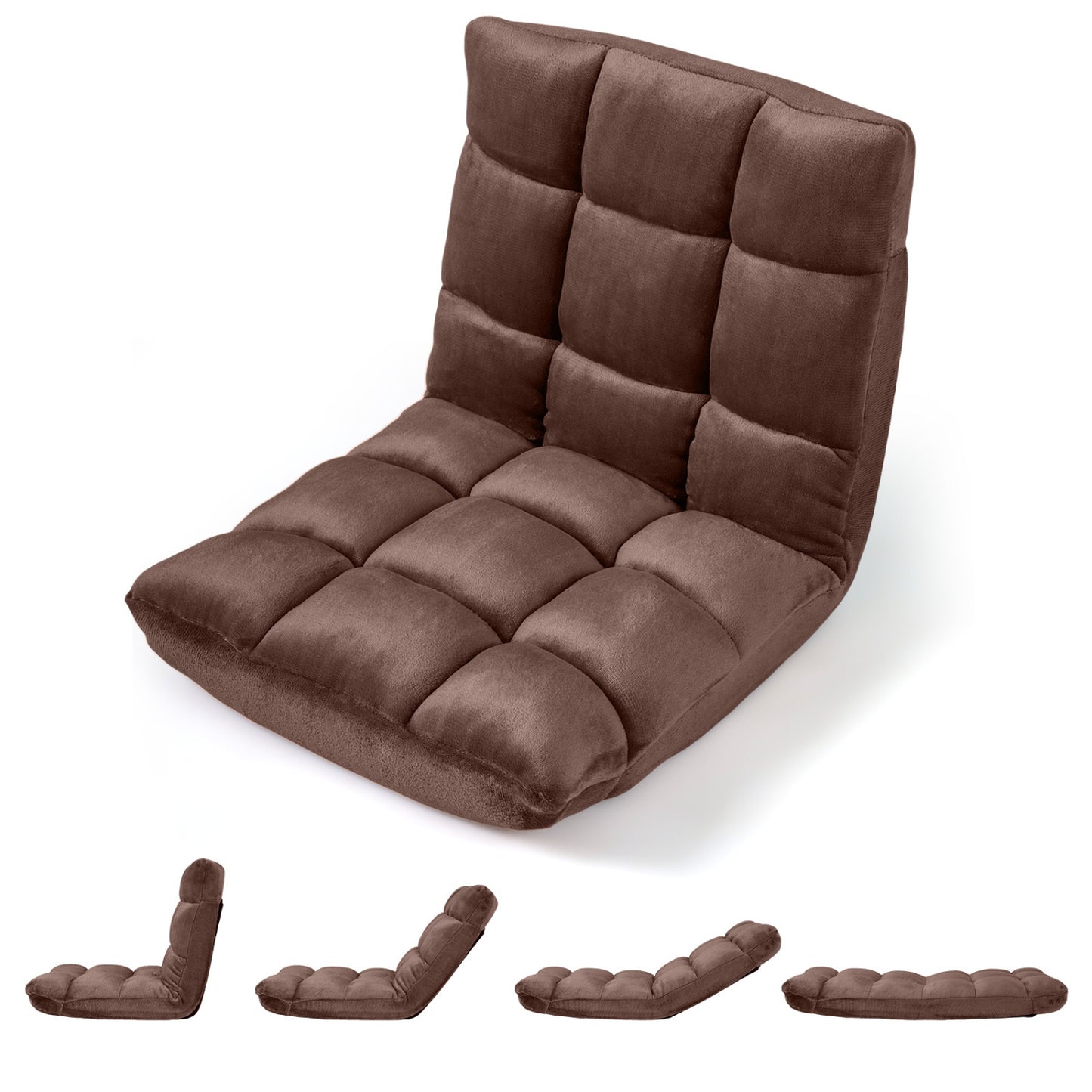 14-Position Adjustable Floor Chair with Padded Cushion