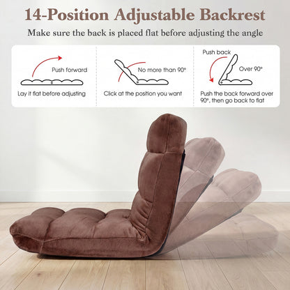 14-Position Adjustable Floor Chair with Padded Cushion