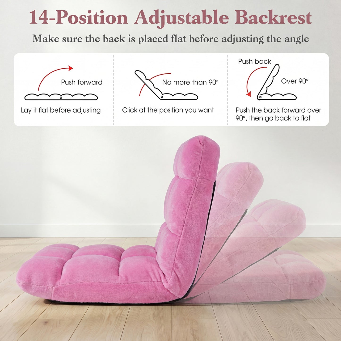 14-Position Adjustable Floor Chair with Padded Cushion