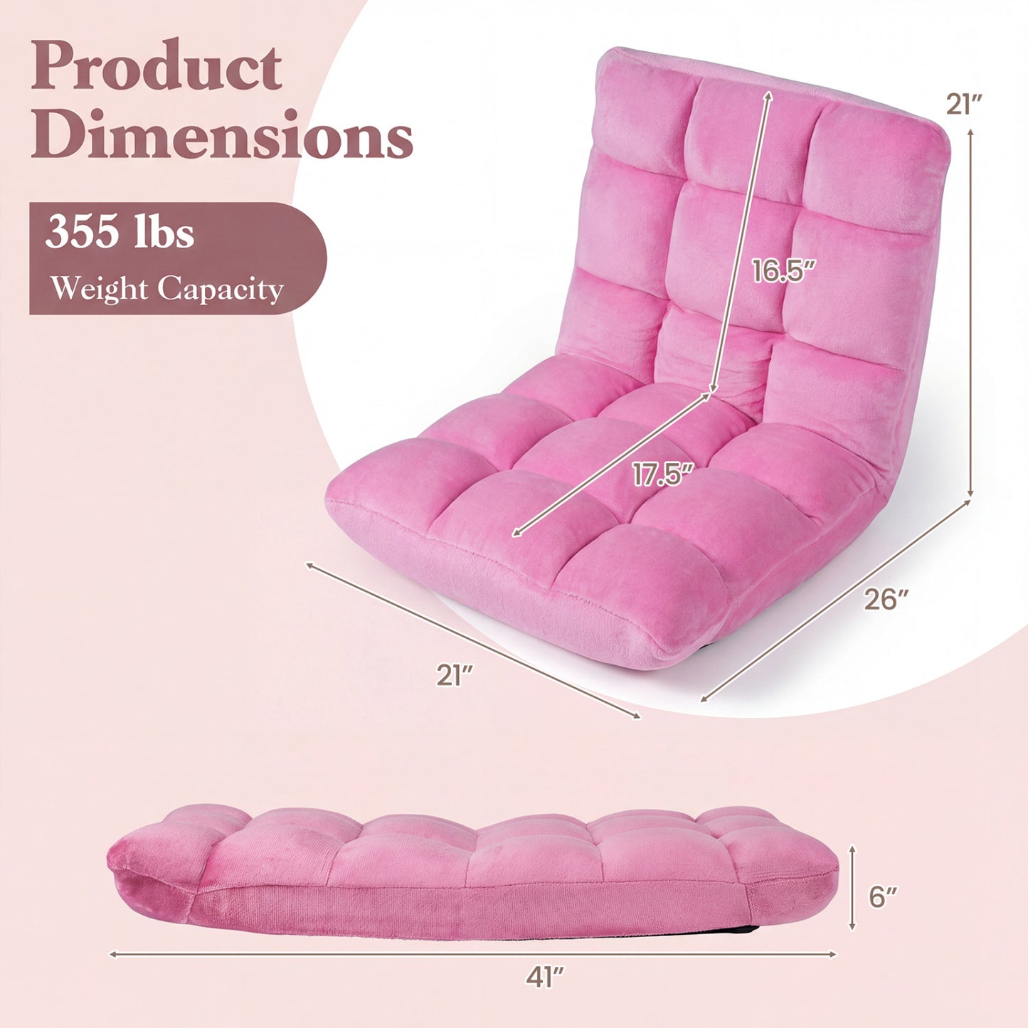14-Position Adjustable Floor Chair with Padded Cushion