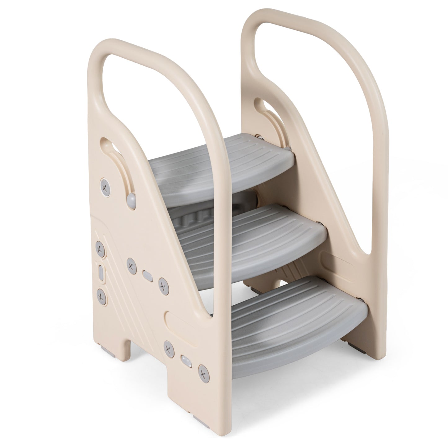 Adjustable 3-Step Helper Stool with Safety Handles for Kids