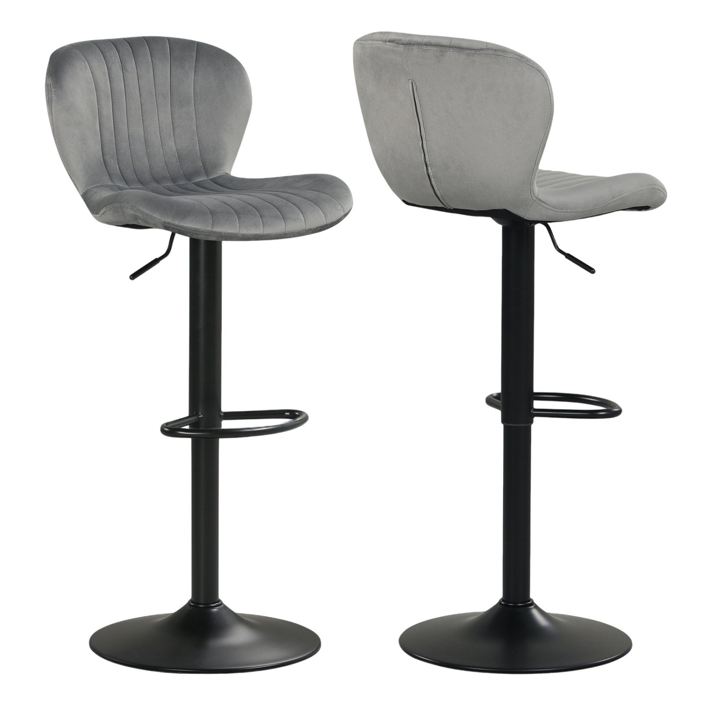 Adjustable Swivel Bar Stools Set of 2 with Velvet Upholstery