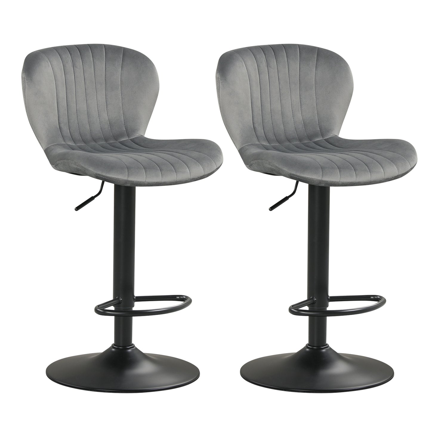 Adjustable Swivel Bar Stools Set of 2 with Velvet Upholstery