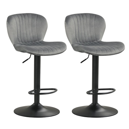 Adjustable Swivel Bar Stools Set of 2 with Velvet Upholstery