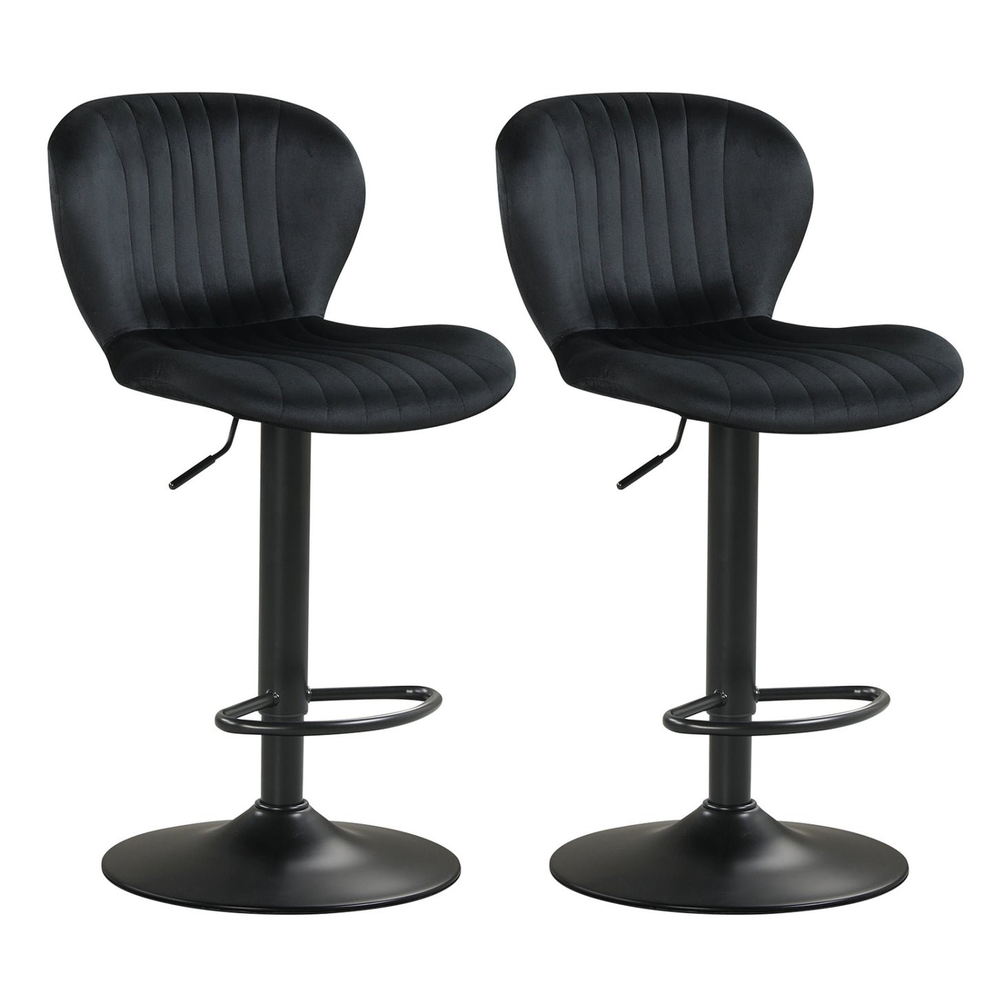 Adjustable Swivel Bar Stools Set of 2 with Velvet Upholstery