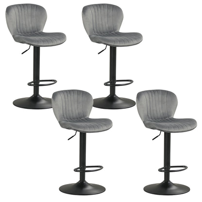 Adjustable Swivel Bar Stools Set of 4 with Velvet Upholstery