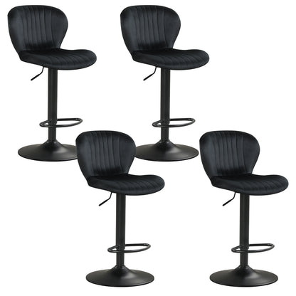 Adjustable Swivel Bar Stools Set of 4 with Velvet Upholstery