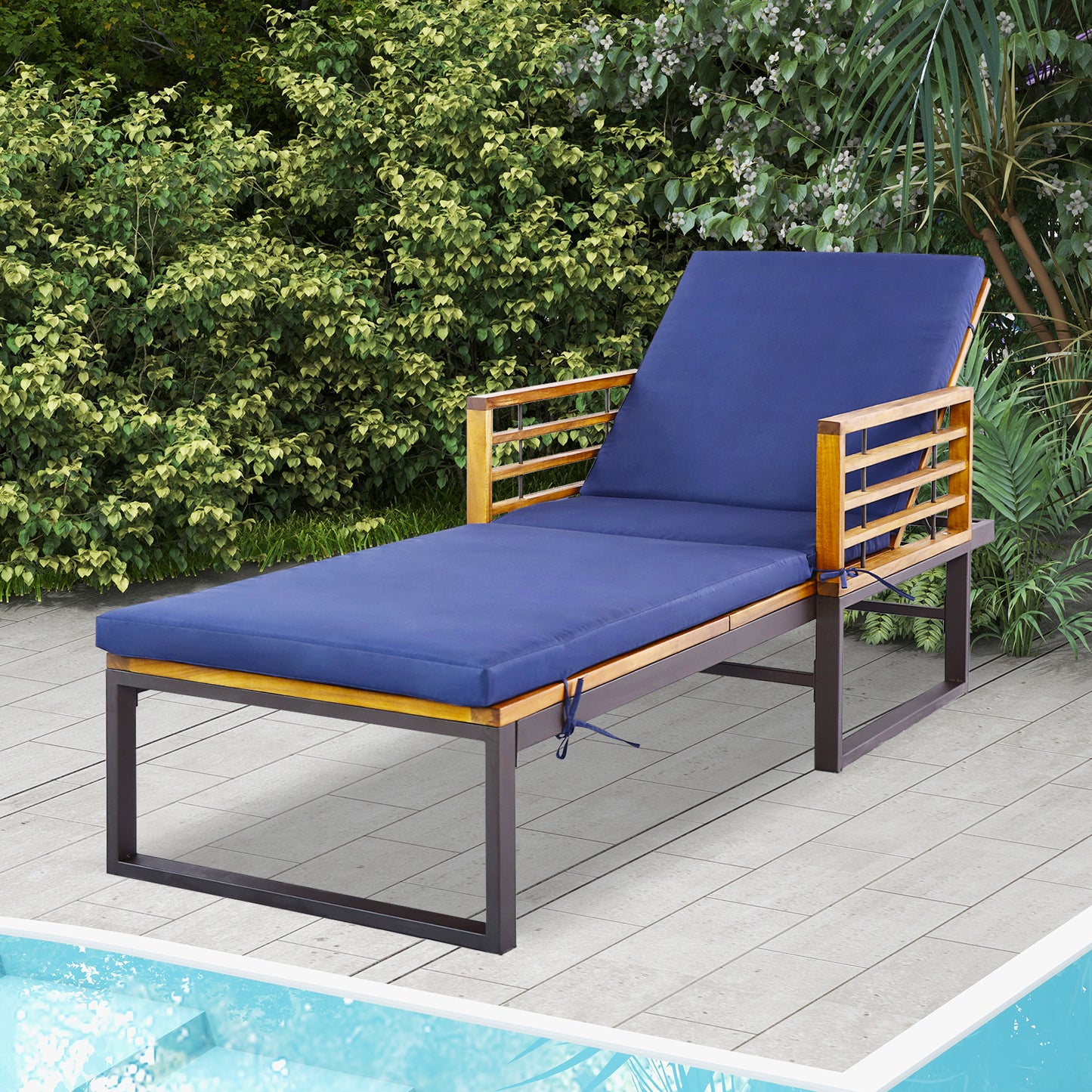 Adjustable Patio Chaise Lounge Chair with Cushion