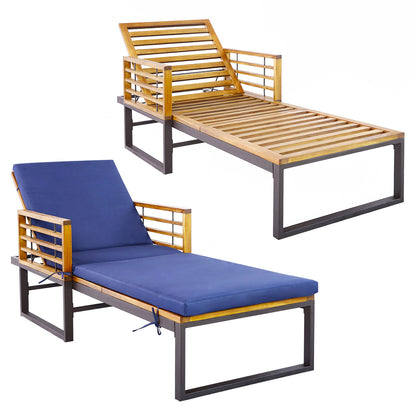 Adjustable Patio Chaise Lounge Chair with Cushion