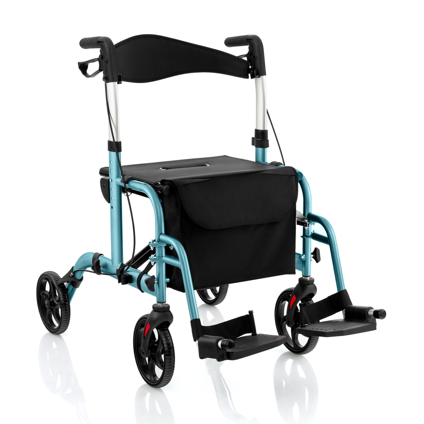 2-in-1 Rollator Walker and Wheelchair with Storage Bag