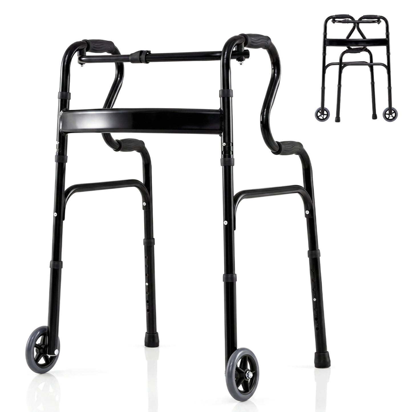Heavy-Duty Folding Walker with Dual Armrests & Wheels