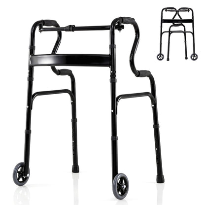 Heavy-Duty Folding Walker with Dual Armrests & Wheels