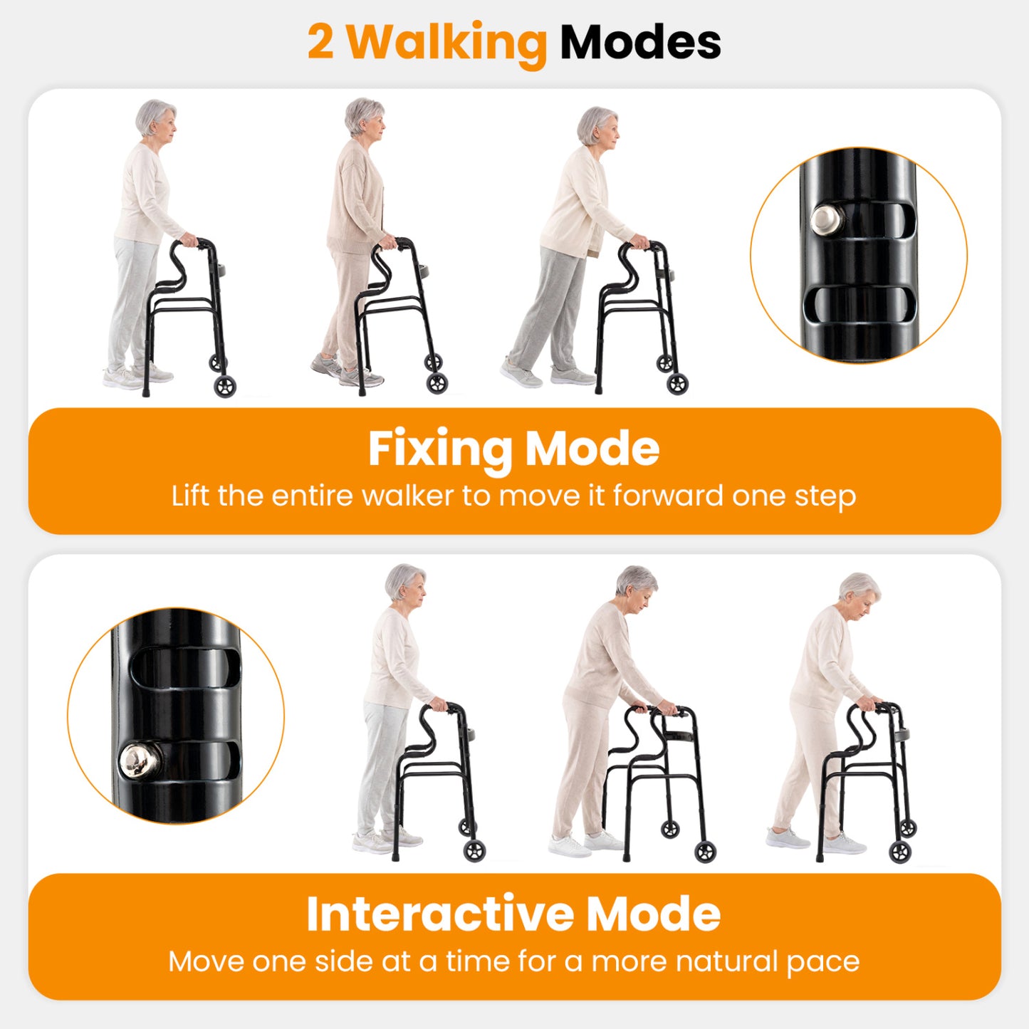 Heavy-Duty Folding Walker with Dual Armrests & Wheels