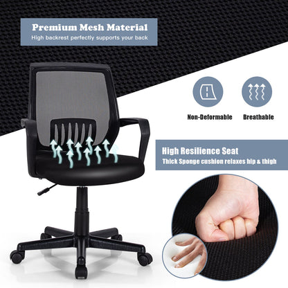 Adjustable Height Ergonomic Home Office Chair with Lumbar Support and 90°-115° Rocking