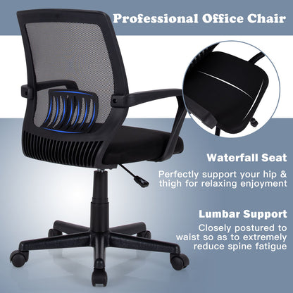 Adjustable Height Ergonomic Home Office Chair with Lumbar Support and 90°-115° Rocking