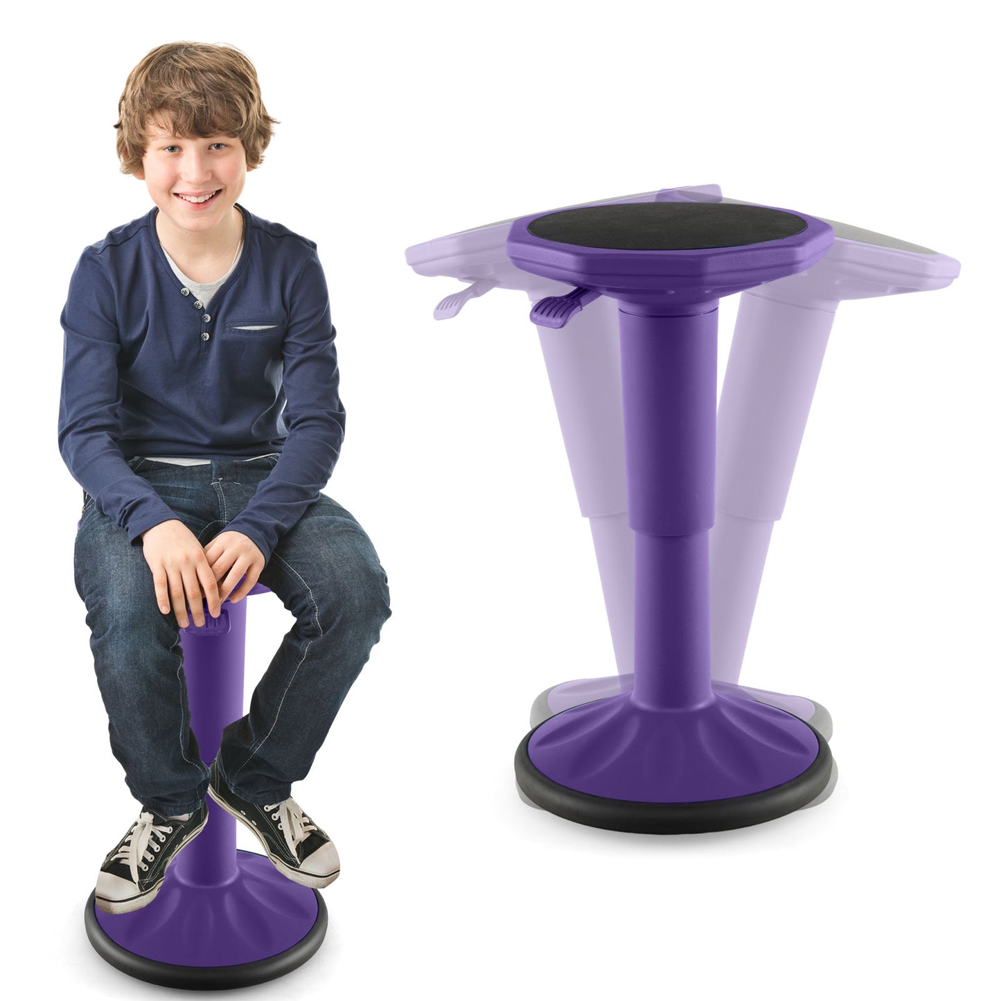 Adjustable Active Learning Wobble Stool with Cushion Seat