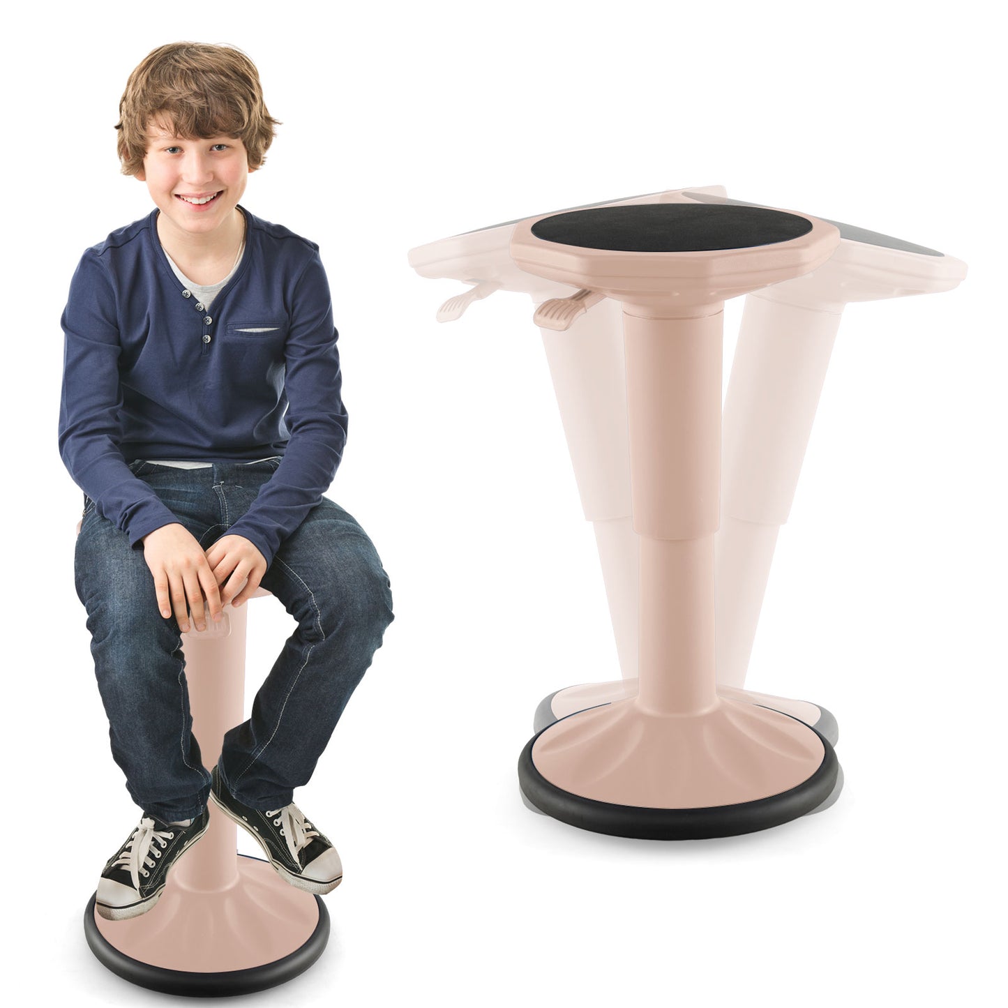 Adjustable Active Learning Wobble Stool with Cushion Seat