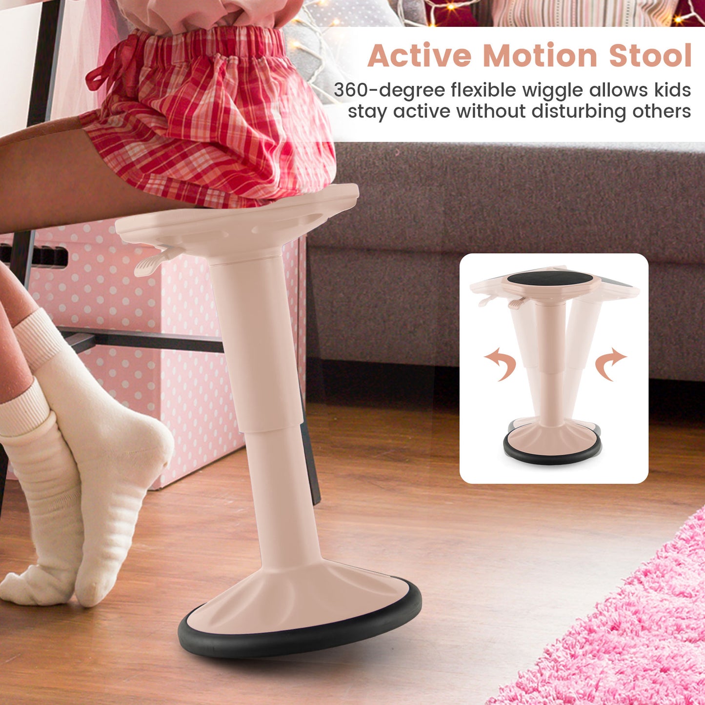 Adjustable Active Learning Wobble Stool with Cushion Seat
