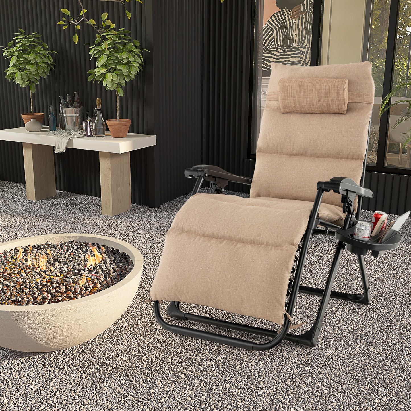 Zero Gravity Lounge Chair with Cushion and Cup Holder