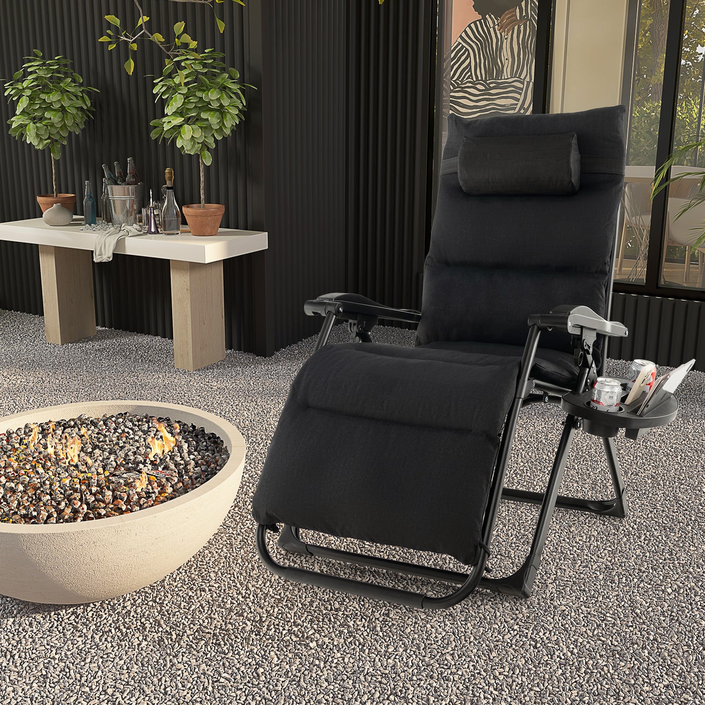 Zero Gravity Lounge Chair with Cushion and Cup Holder