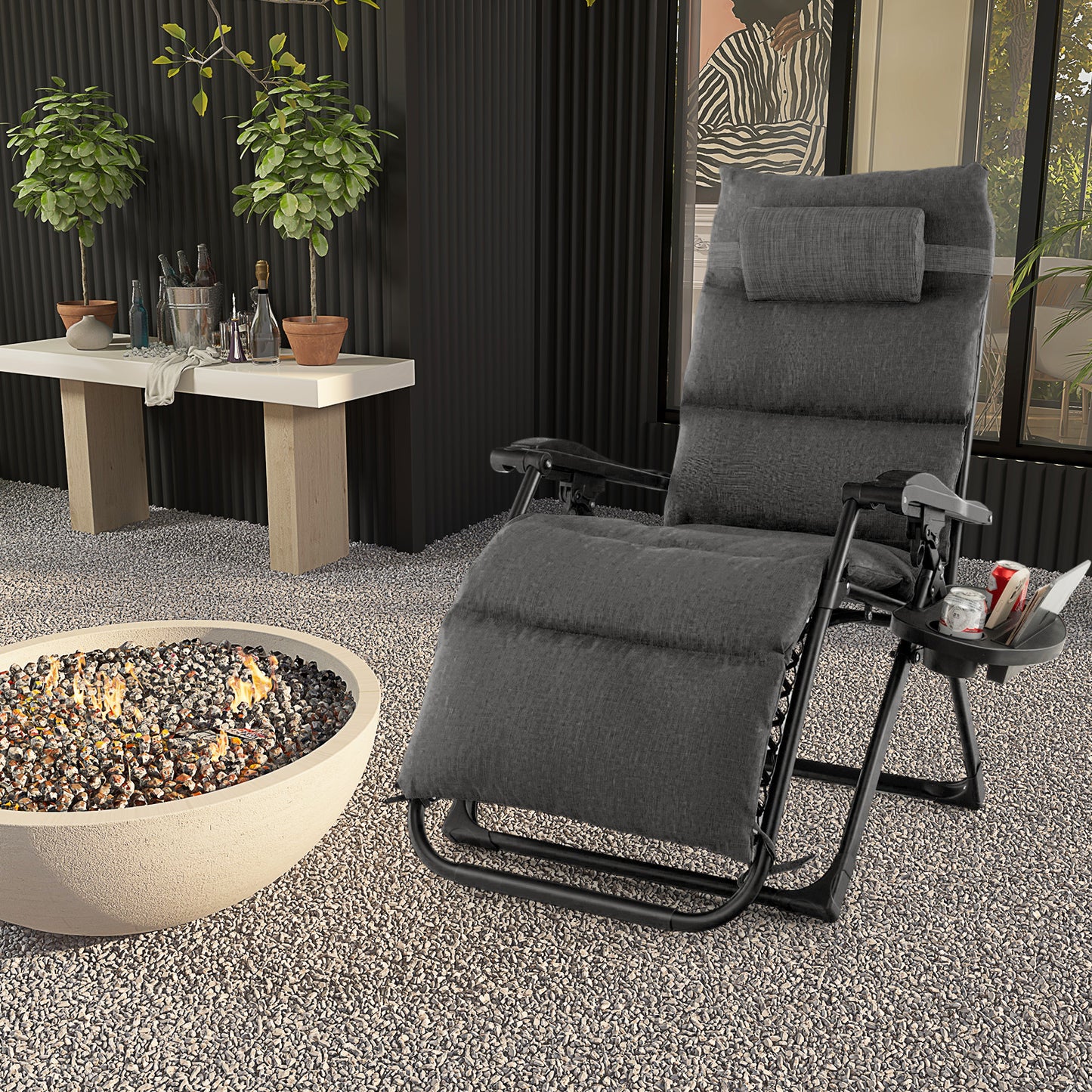 Zero Gravity Lounge Chair with Cushion and Cup Holder