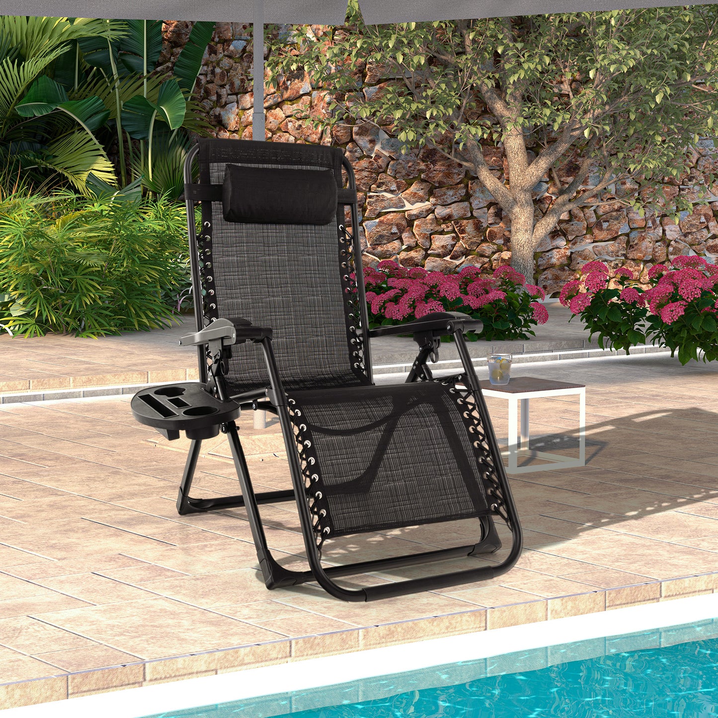 Zero Gravity Lounge Chair with Cushion and Cup Holder