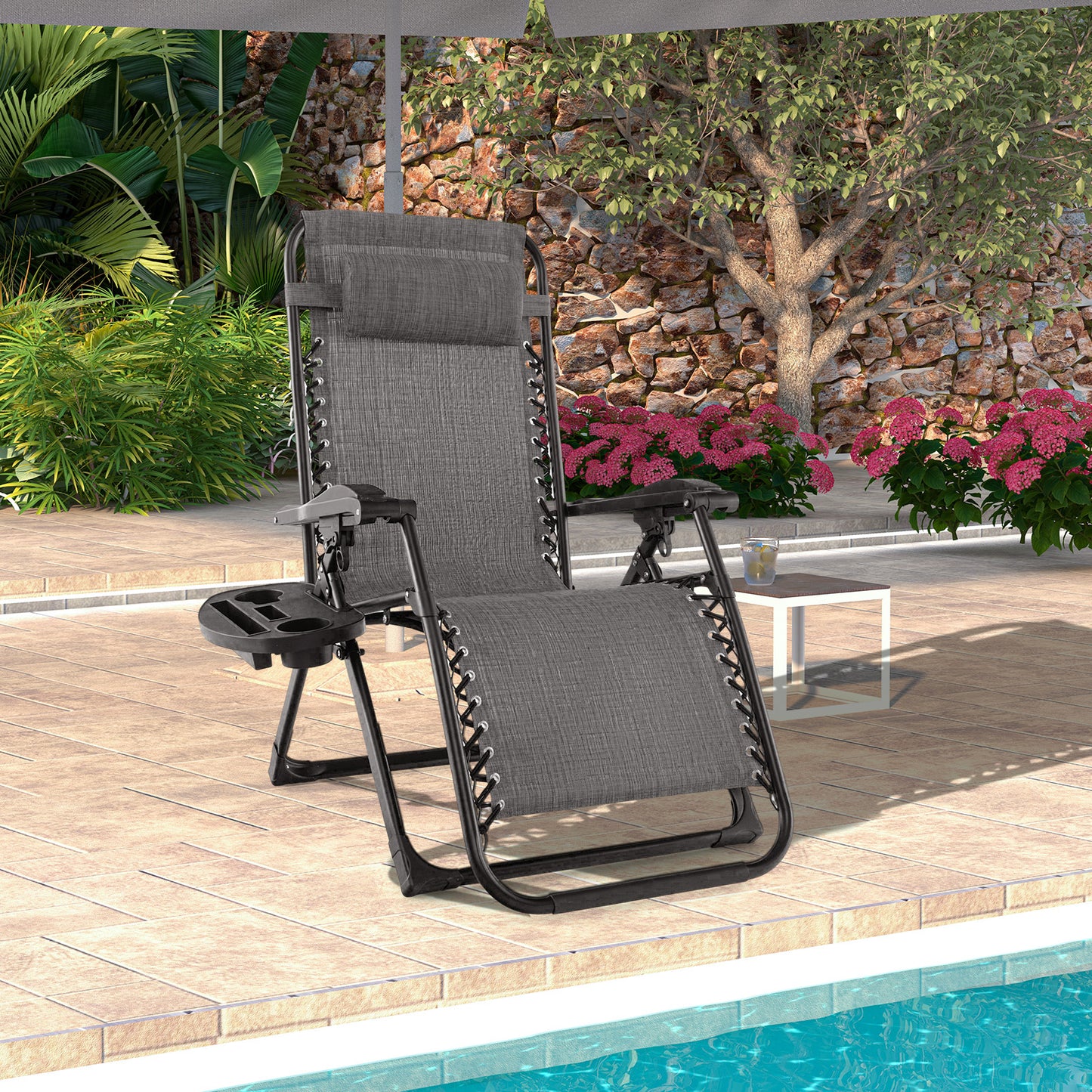 Zero Gravity Lounge Chair with Cushion and Cup Holder