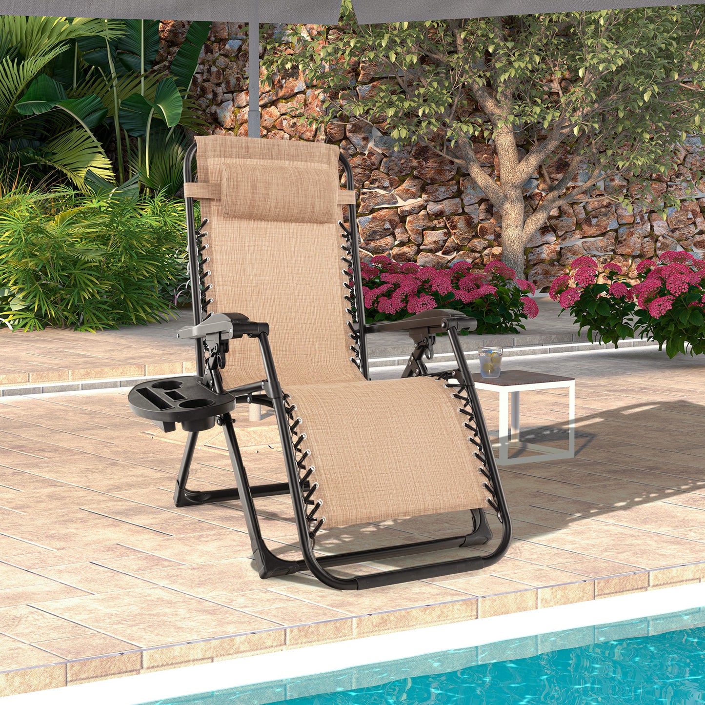 Zero Gravity Lounge Chair with Cushion and Cup Holder