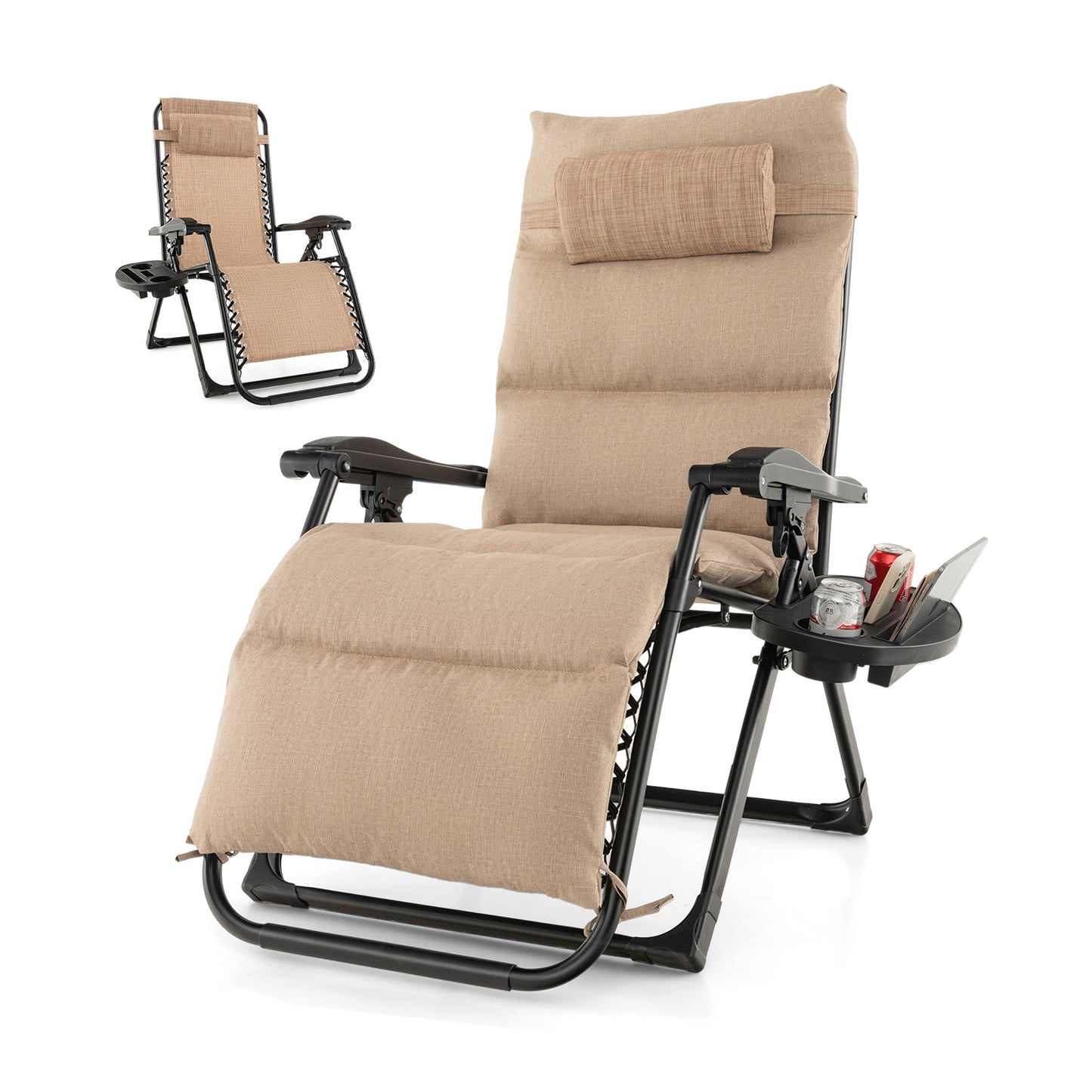 Zero Gravity Lounge Chair with Cushion and Cup Holder