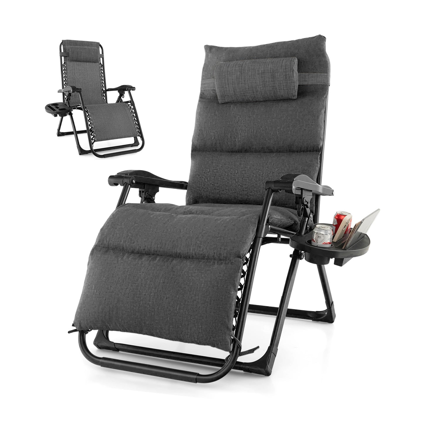 Zero Gravity Lounge Chair with Cushion and Cup Holder