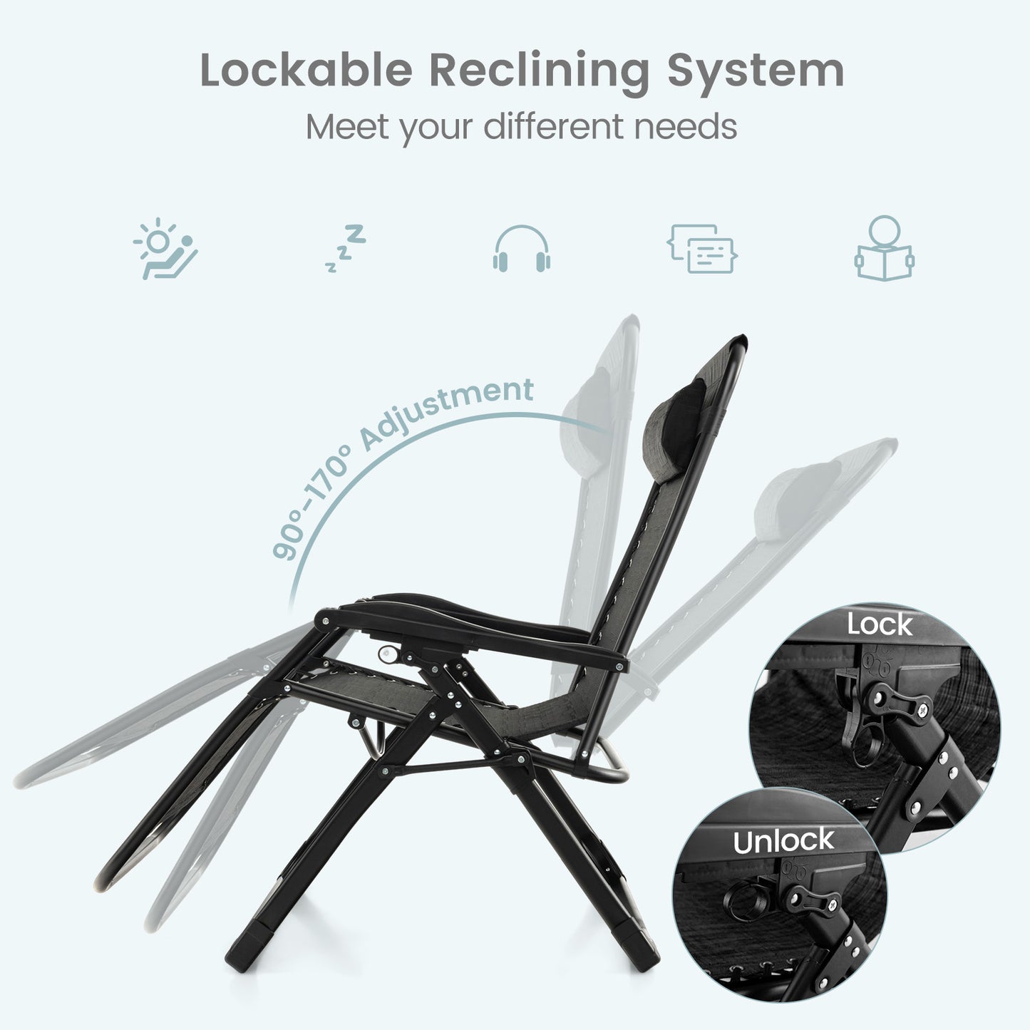 Zero Gravity Lounge Chair with Cushion and Cup Holder