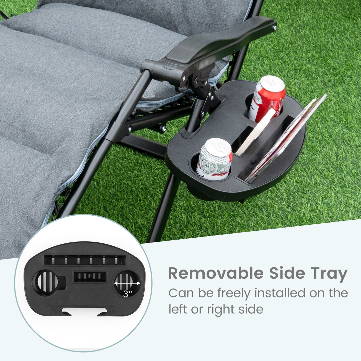 Zero Gravity Lounge Chair with Cushion and Cup Holder