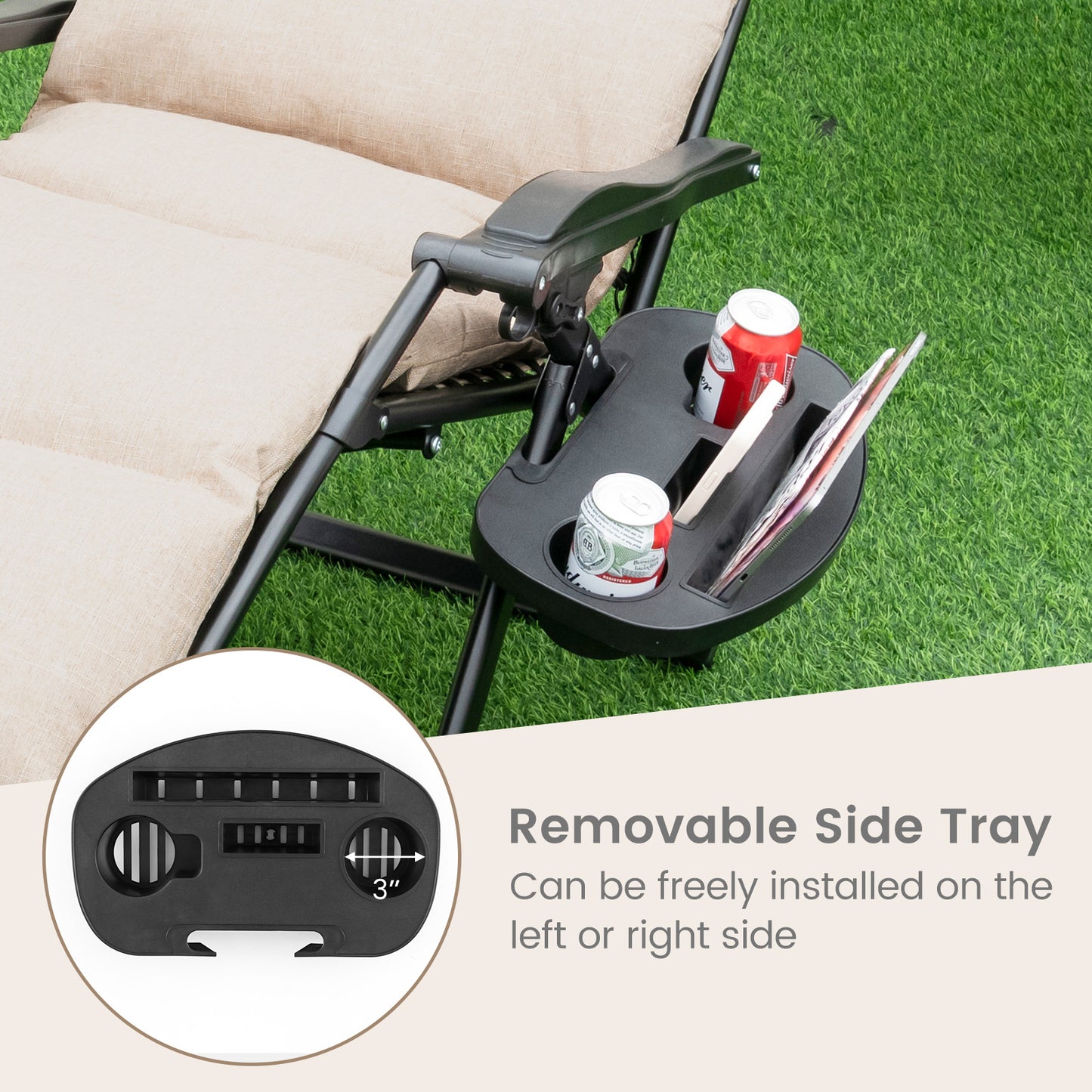 Zero Gravity Lounge Chair with Cushion and Cup Holder