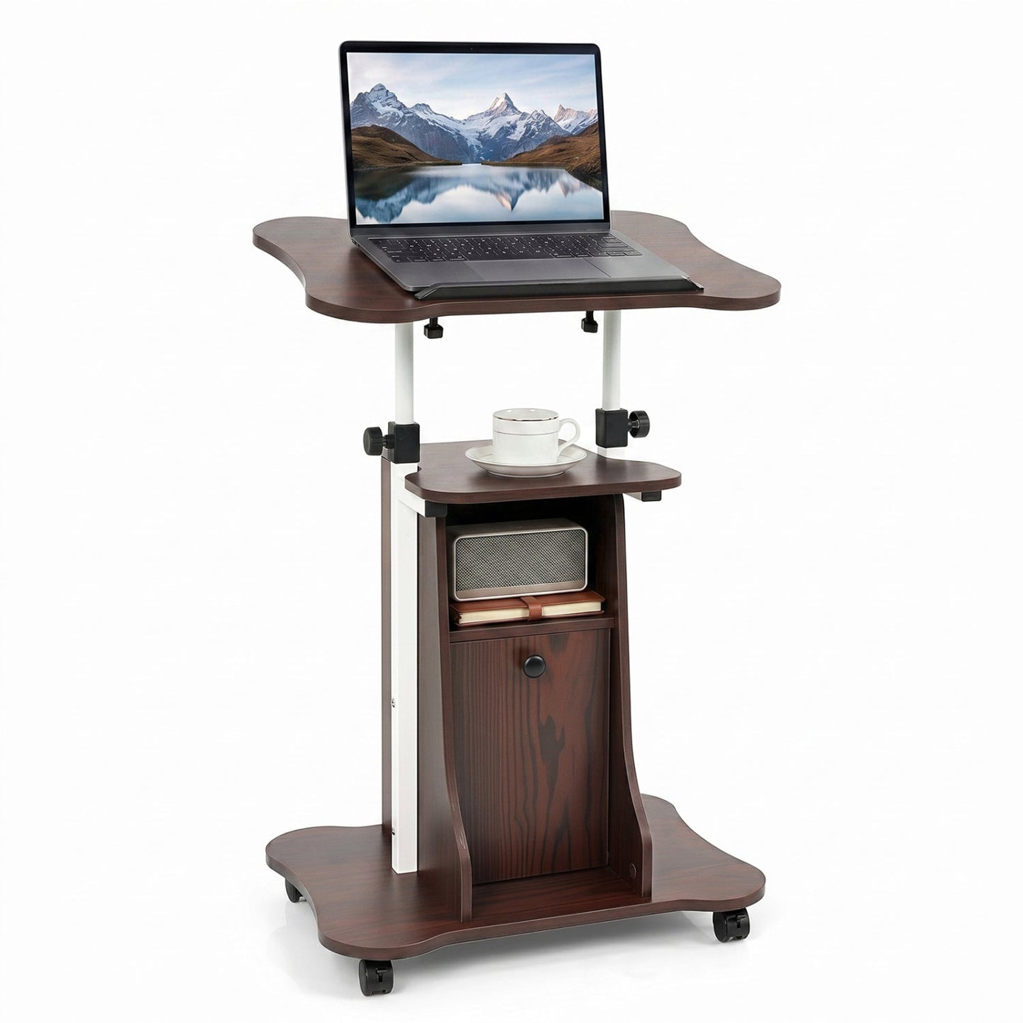 Adjustable Mobile Standing Desk Cart with Tilt Desktop