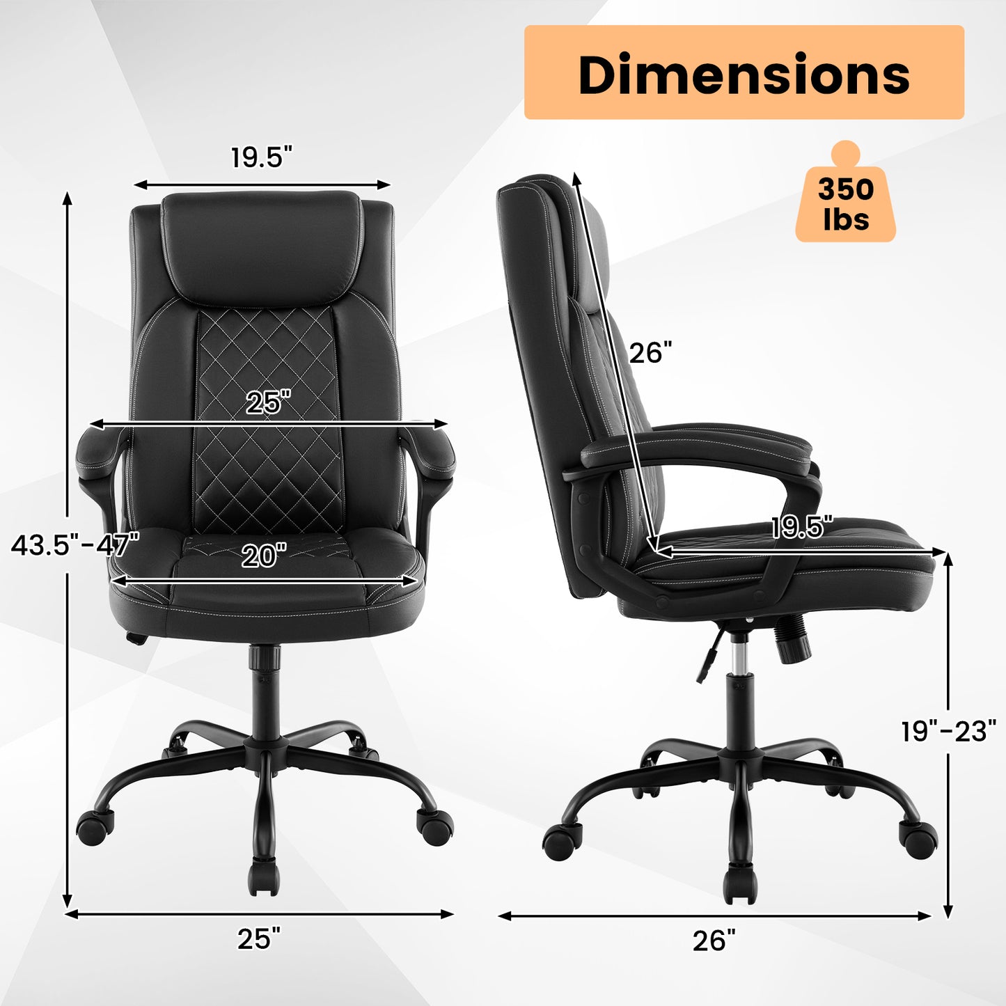 Executive Office Chair with Ergonomic High Back and Headrest