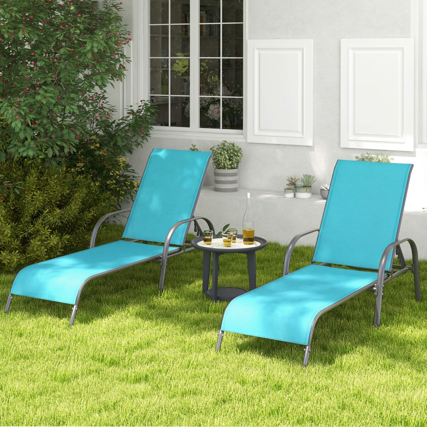 Adjustable Patio Chaise Lounge Chair with 5-Position Backrest