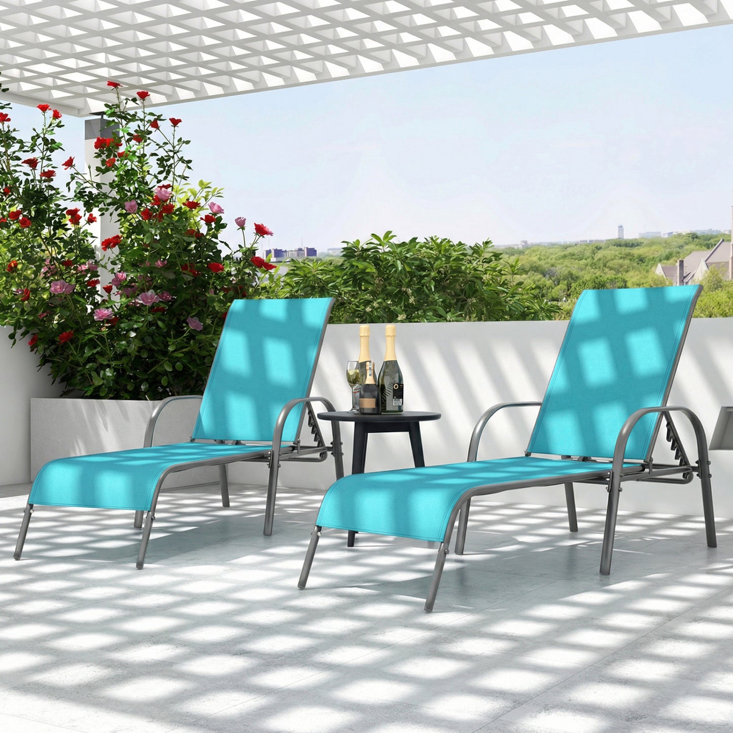 Adjustable Patio Chaise Lounge Chair with 5-Position Backrest